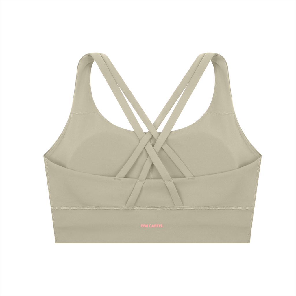 Strappy Criss-Cross Sports Bra Icon | Pink Logo