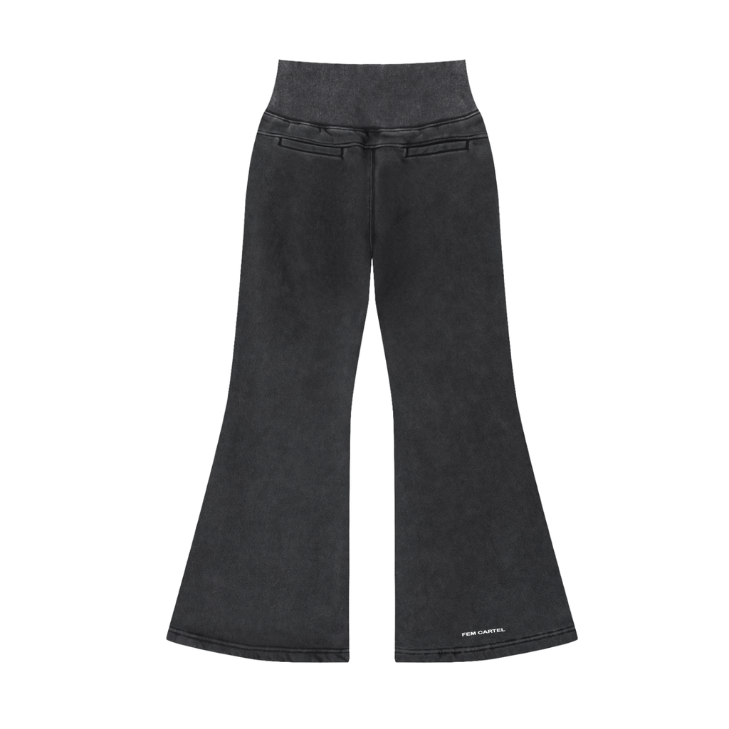 Vintage Washed Flared Fleece Pants | White Logo
