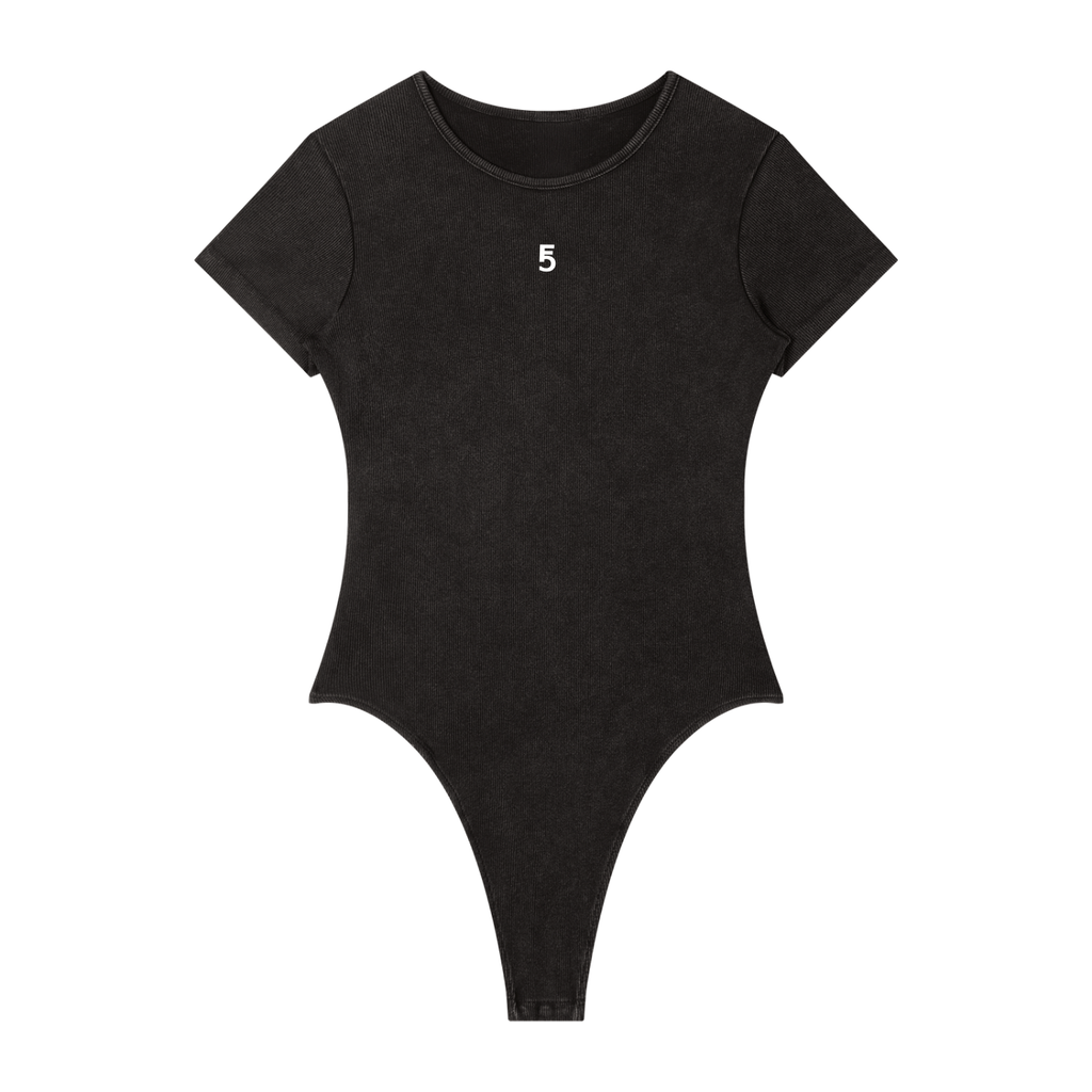 Mineral Wash Crewneck Bodysuit Emblem  | White Logo