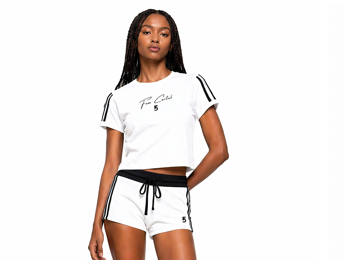 Varsity Stripe T-Shirt Script | Black Logo