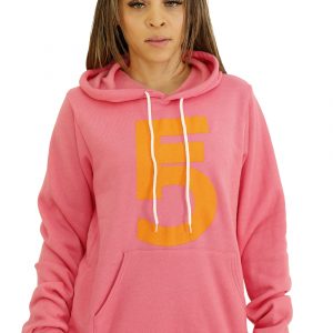 Alternative view of Pink Pullover Hoodie – Orange Fem 10 Emblem