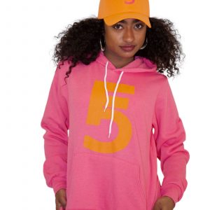 Alternative view of Pink Pullover Hoodie – Orange Fem 10 Emblem