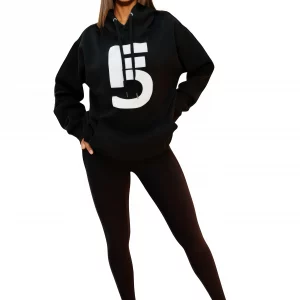 Black Pullover Hoodie – White Fem 10 Front Emblem