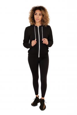 Black Full-Zip Hoodie – White Fem 10 Back On Back