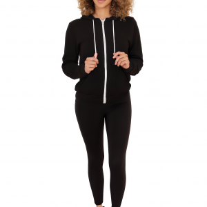 Black Full-Zip Hoodie – White Fem 10 Back On Back