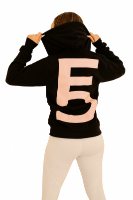 Black Oversized Logo Pullover Hoodie – Salmon Back Print