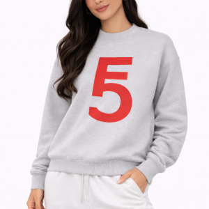 Alternative view of Fem Cartel “10 Within” Symbol Crewneck – Heather Gray with Red Ink