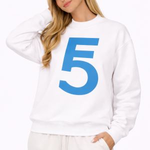 Alternative view of Fem Cartel “10 Within” Symbol Crewneck – White with Sky Blue Ink