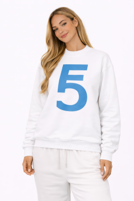 Fem Cartel “10 Within” Symbol Crewneck – White with Sky Blue Ink