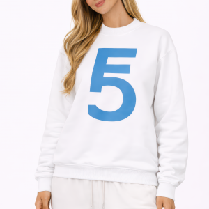 Fem Cartel “10 Within” Symbol Crewneck – White with Sky Blue Ink