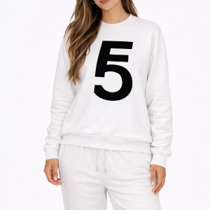 Fem Cartel “10 Within” Symbol Crewneck – White with Black Ink