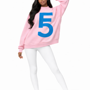 Alternative view of Fem Cartel “10 Within” Symbol Crewneck – Pink with Sky Blue Ink