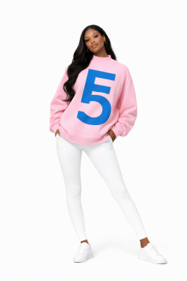 Fem Cartel “10 Within” Symbol Crewneck – Pink with Sky Blue Ink