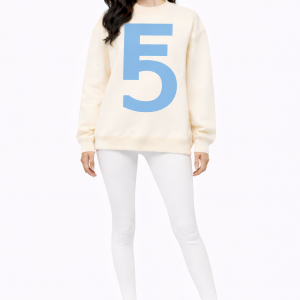 Alternative view of Fem Cartel “10 Within” Symbol Crewneck – Cream with Sky Blue Ink