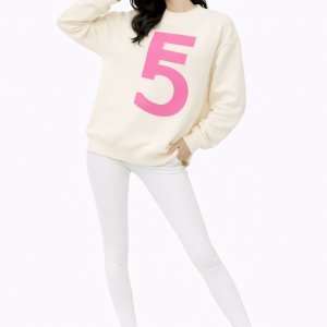 Alternative view of Fem Cartel “10 Within” Symbol Crewneck – Cream with Pink Ink